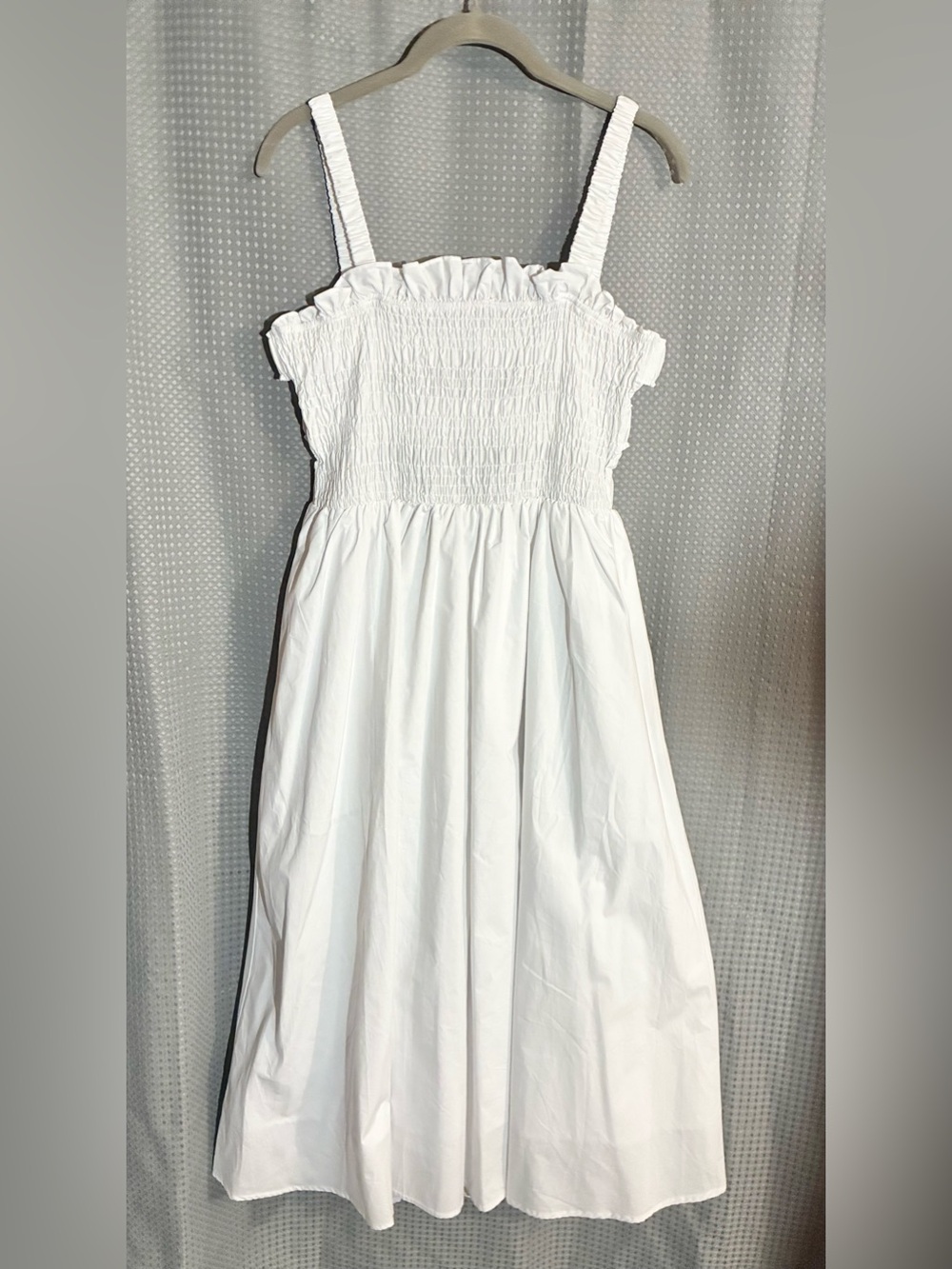 English Factory S White Midi Dress Multi Back Strap Stretch lined Coastal Beach